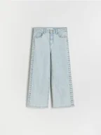 Spodnie i spodenki dla dziewczynek - Reserved - Jeansy wide leg z jetami - niebieski - miniaturka - grafika 1