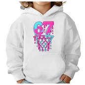Bluzy dla dziewczynek - BLUZA DZIECIĘCA Z KAPTUREM 67 SIX SEVEN KOSZYKÓWKA 110-116 PREZENT - miniaturka - grafika 1
