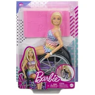 Lalki dla dziewczynek - Lalka Barbie Fashionistas Na wózku strój w kratkę HJT13 - miniaturka - grafika 1