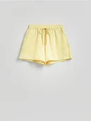 Spodenki damskie - Reserved - Szorty z lnem - żółty - miniaturka - grafika 1
