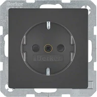 Gniazdka elektryczne - Hager Polo Q.1/Q.3 Gniazdo SCHUKO kompletne, samozaciski, antracyt aksamit, lakierowany 47236086 47236086 - miniaturka - grafika 1