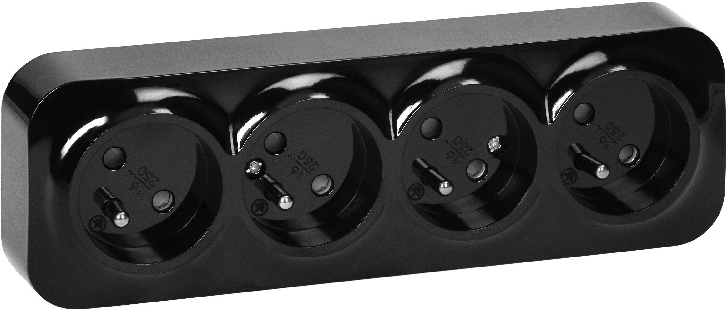 Gniazdo poczwórne ToDo 2P+Z IP20, 16A, 230V AC, czarny, 8 sztuk