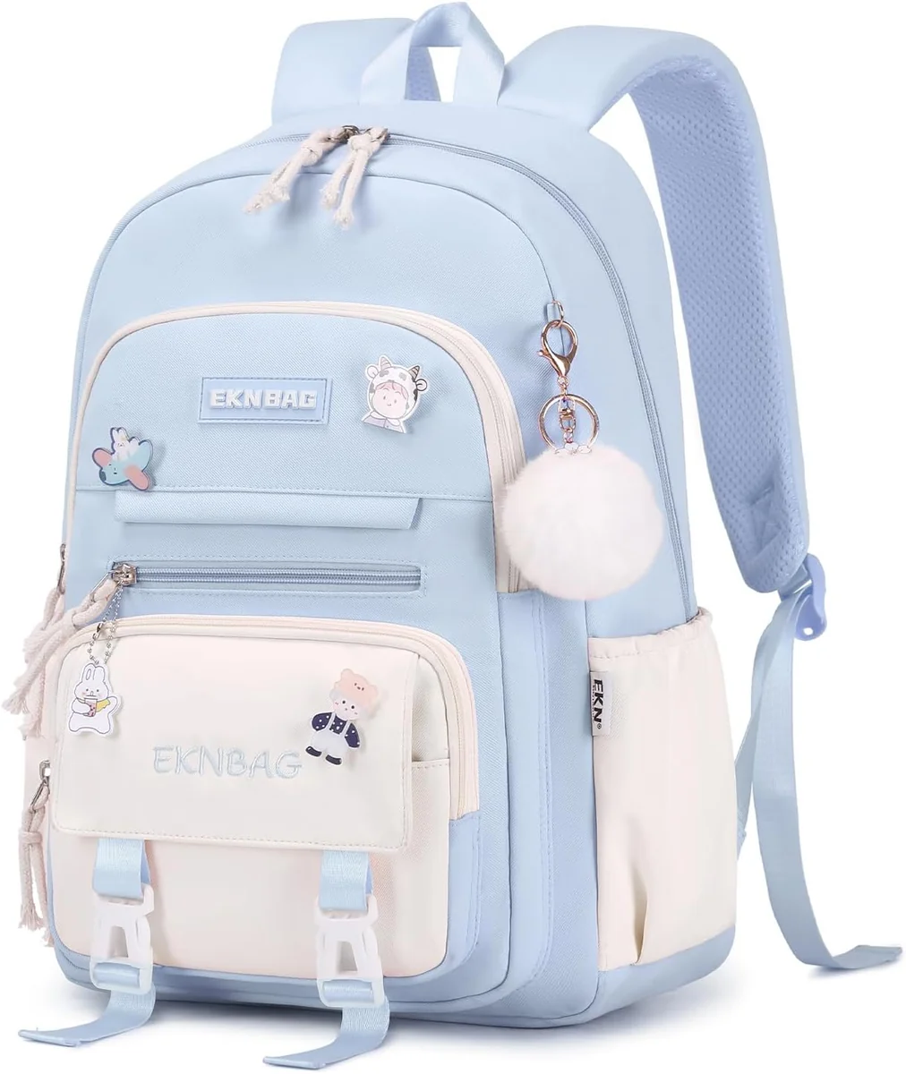 Plecak szkolny dla dziewczynki 20 l wodoodporny niebieski kawaii z
