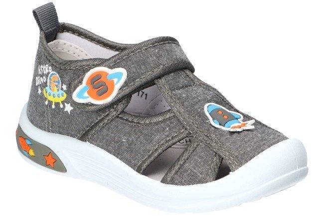 AMERICAN CLUB TEN171 SANDAŁY KAPCIE TRAMPKI DZIECIĘCE WKŁADKA SKÓRZANA GREY 30