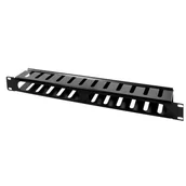 Akcesoria do szaf serwerowych - Logilink Organizer okablowania 19', 1U, czarny - miniaturka - grafika 1