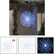 Oświetlenie świąteczne - The Living Store Lampki choinkowe fajerwerki 8 szt. 140 diod LED zimny biały 17cm - miniaturka - grafika 1