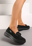 Półbuty damskie - Czarne Półbuty z Łańcuszkiem na Wysokiej Platformie Iracana - miniaturka - grafika 1