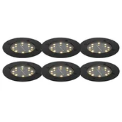 Lampy ogrodowe - QAZQA Zestaw 6 reflektorów naziemnych czarnych z diodą LED IP65 Solar - Terry - miniaturka - grafika 1