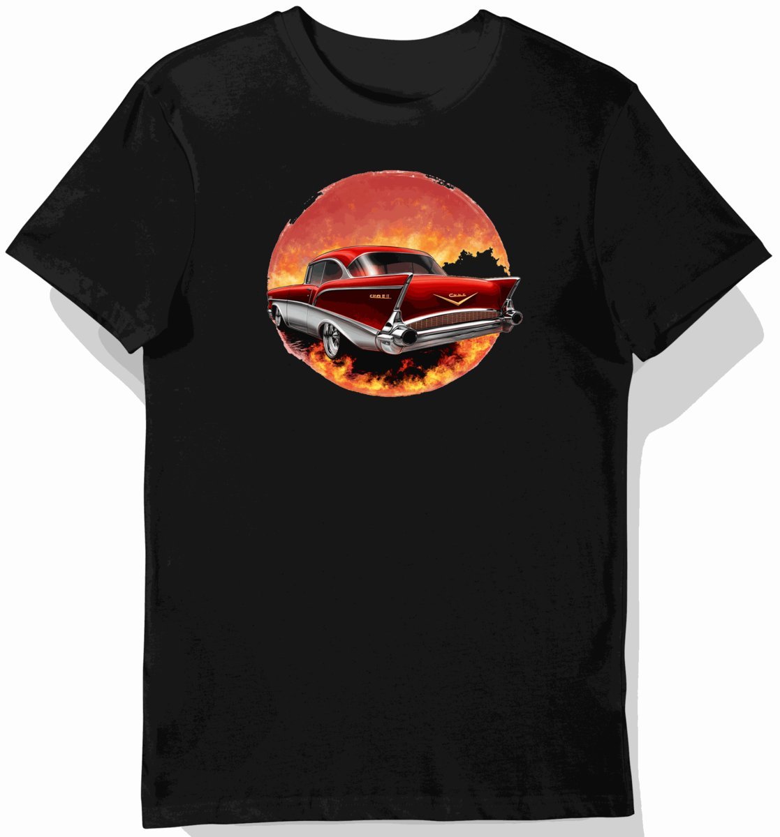 Koszulka męska czarna z motywem klasycznego Chevroleta Bel Air M