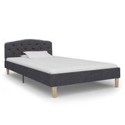 Łóżka - vidaXL Rama łóżka, ciemnoszara, tapicerowana tkaniną, 100 x 200 cm - miniaturka - grafika 1