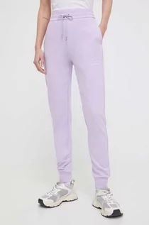 Spodnie damskie - Armani Exchange spodnie damskie kolor fioletowy gładkie - grafika 1