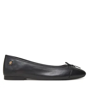 Baleriny Tommy Hilfiger Toe Cap Leather Ballerina FW0FW08759 Czarny - Baleriny - miniaturka - grafika 1