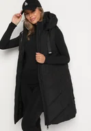 Kamizelki damskie - Czarna Pikowana Kamizelka na Suwak z Kapturem i Sznurkami Mivissea - miniaturka - grafika 1