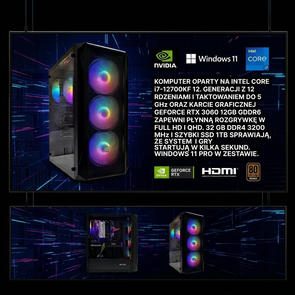 Komputer Adronix i7 32GB DDR4 SSD 1TB RTX 3060 12GB WIN 11 14501627362