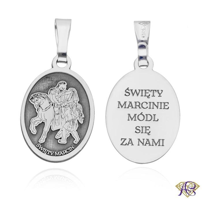 Srebrny medalik Ag 925 rodowany Św. Marcin MDC102R