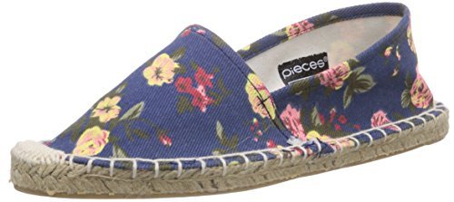 PIECES HAISHA ESPADRILLOS FLOWER NEW DK.BLUE, damskie espadryle, niebieski - Niebieski Dark Blue - 40 EU