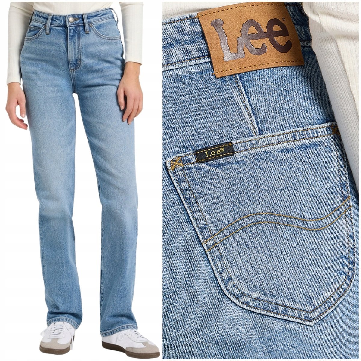 Lee June Calm Seas wysokie proste damskie spodnie jeansowe W25 L31