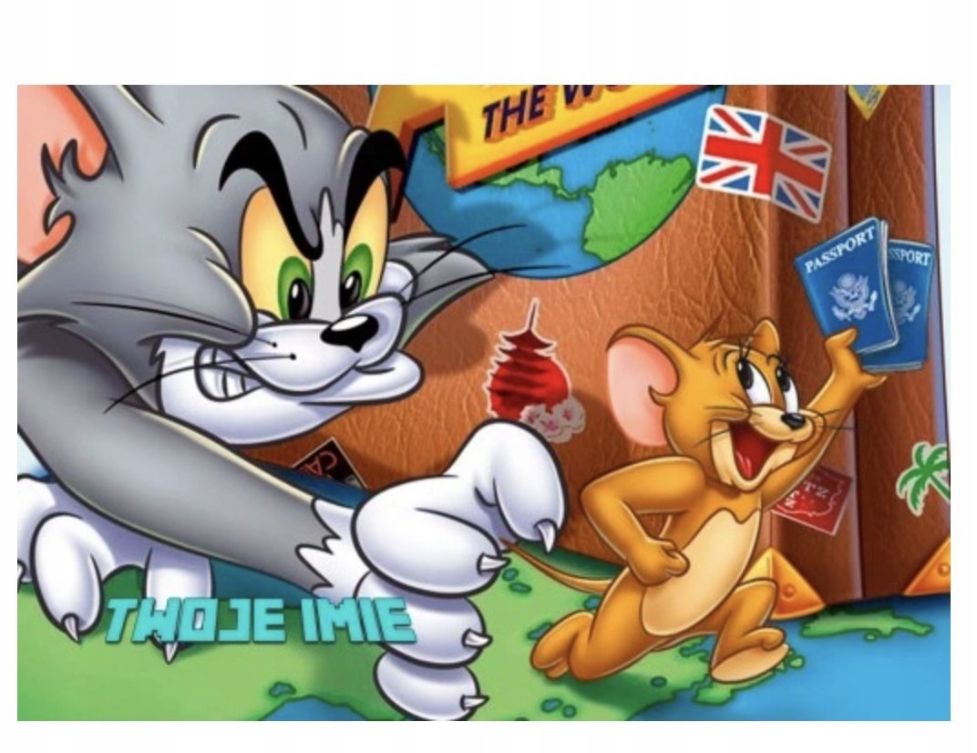 Puzzle TOM I JERRY KOT I MYSZ A3 252 el z Nadrukiem + IMIĘ Pudełko 17
