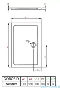 Radaway Doros D Stone brodzik 120x100x5 czarny SDRD1210-01-54S - Brodziki prysznicowe - miniaturka - grafika 2