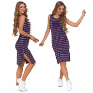Sukienki - Sukienka Damska Do Kolan Tuba Letnia Bawełniana w Paski Wygodna S MORAJ - miniaturka - grafika 1