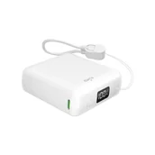 Powerbanki - Powerbank 10000mAh USB-A USB-C z wyświetlaczem wbudowanym kablem USB-C 20W - biały - miniaturka - grafika 1