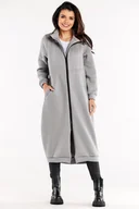 Bluzy damskie - Długa bluza z kołnierzem zapinana na zamek szara - Infinite You - miniaturka - grafika 1