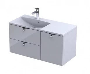 Oristo Szafka wisząca SIENA 100 cm z umywalką AMELIA, LEWA BIAŁY POŁYSK OR45-SD2S-60-1 + OR45-SN1S-40-1 + UME-AM-100-92-L - Szafki łazienkowe - miniaturka - grafika 1