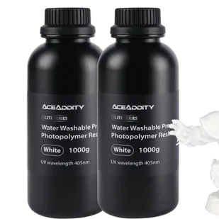 Aceaddity Zmywalna wodą żywica do drukarek 3D, niski skurcz, 405 nm, utwardzana promieniami UV fotopolimerowa żywica drukarska, wysoka precyzja i łatwość czyszczenia, odpowiednia do drukarek 3D 2K/4K/8K LCD/DPL/SLA šC Biały, 1000 g (2 szt.) - Filamenty i akcesoria do drukarek 3D - miniaturka - grafika 1