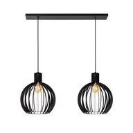 Lampy sufitowe - Lucide Mikaela 73400/02/30 lampa wisząca zwis 2x60W E27 czarna - miniaturka - grafika 1