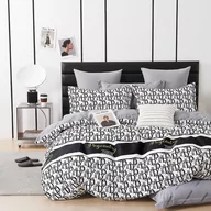 Pościel - Pościel z satyny bawełnianej, 140x200, biała w litery, PBC-1004, 2-częściowa - miniaturka - grafika 1