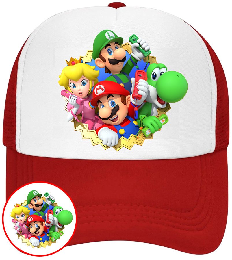 CZAPKA Z DASZKIEM SUPER MARIO BROS DLA DZIECI LATO CZERWONA BEJSBOLÓWKA