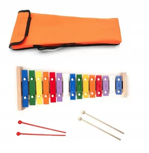 Cymbałki Dzwonki Szkolne Diatoniczne 15 Tonowe + Drewniane Pałeczki + Pokrowiec Pomarańczowy - Akcesoria do perkusji - miniaturka - grafika 1