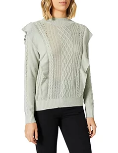 TOM TAILOR Denim Damski Sweter z dzianiny ze wzorem i falbankami 1029101, 12792 - Soft Greyish Green, XS - Swetry damskie - miniaturka - grafika 1