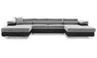 Narożniki - Narożnik typu U, Rigatto III PRO, 355x206x71 cm, jasny szary, czarny - miniaturka - grafika 1