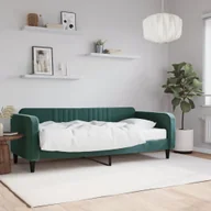 Łóżka - Sofa z materacem do spania, ciemnozielona, 90x200 cm, aksamit - miniaturka - grafika 1