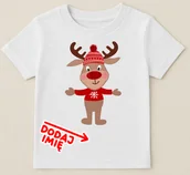 Koszulki dla dziewczynek - Koszulka z reniferem i imieniem dla chłopczyka na Mikołajki - miniaturka - grafika 1