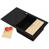 Zlewozmywaki - PYRAMIS SPARTA PLUS LUX (78x48) 1B 1D volcano (czarny mat) | BLACK EDITION (70175802) - miniaturka - grafika 1