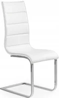 Krzesła - Krzesło tapicerowane białe ekoskóra K104 biała sklejka, podstawa chrom - miniaturka - grafika 1