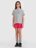 Spodnie i spodenki dla dziewczynek - 4F Spodenki dresowe dziewczęce - różowe 122/128 (6-8 lat) - miniaturka - grafika 1