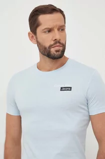 Koszulki męskie - Calvin Klein Jeans t-shirt bawełniany męski kolor niebieski z nadrukiem - grafika 1