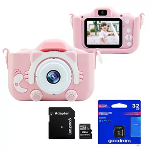 Aparat Cyfrowy Dla Dzieci Kotek Z Kartą Pamięci 32Gb (Różowy) - Aparaty Cyfrowe - miniaturka - grafika 1