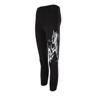 Dziewczęce legginsy, czarne z nadrukiem (czarny koń), Tup Tup - Legginsy - miniaturka - grafika 1