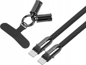 Kable USB - Kabel 2w1 USB C smycz 1.2 m czarny - miniaturka - grafika 1