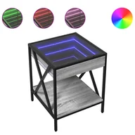 Ławy i stoliki kawowe - vidaXL Stolik kawowy z podświetleniem Infinity-LED szary Sonoma 40x40x49 cm - miniaturka - grafika 1
