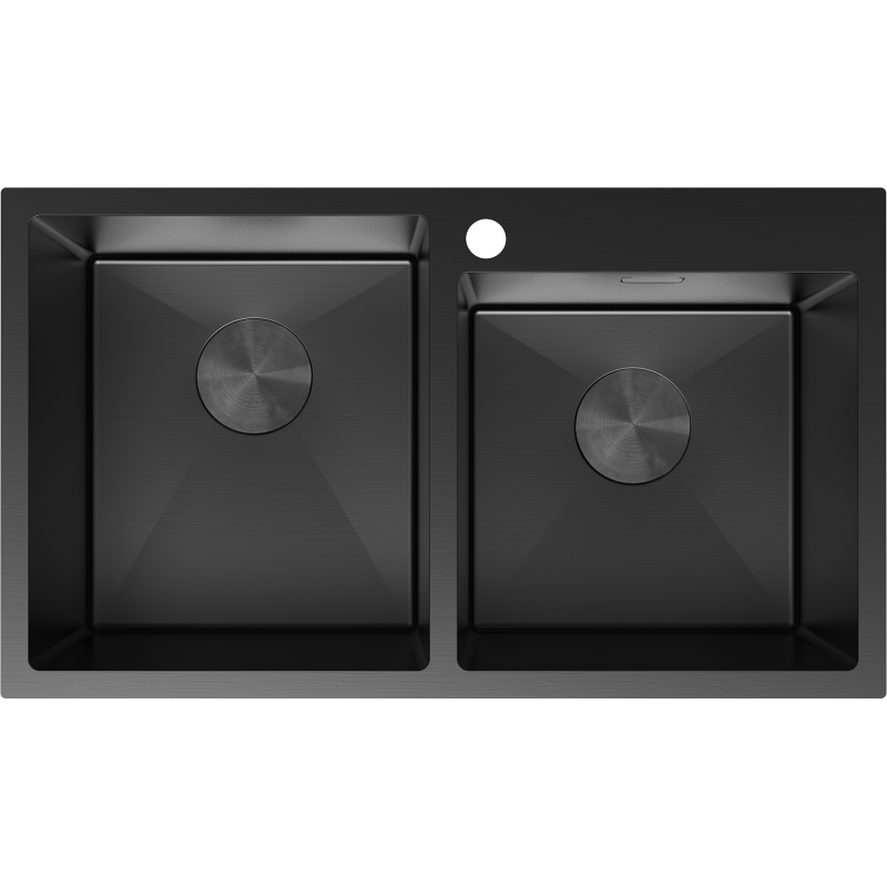 Mexen Xorin zlewozmywak stalowy 2-komorowy 780 x 450 mm, czarny - 6441782000-70