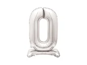 Balony i akcesoria - Balon foliowy stojący cyfra 0 srebrny - 76 cm - 1szt. - miniaturka - grafika 1