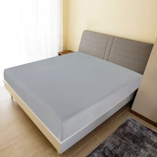 The Living Store Prześcieradło - szare - 100x200 cm - dżersej bawełniany - Prześcieradło - Prześcieradła - miniaturka - grafika 1