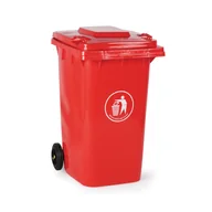 Kosze na śmieci - B2B Partner Plastikowy pojemnik na odpady 240 litrów, czerwony 497002 - miniaturka - grafika 1