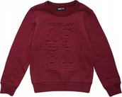 Bluzy damskie - Replay Bordowa Bawełniana Bluza Z Tłoczonym Nadrukiem 166 Kyb - miniaturka - grafika 1
