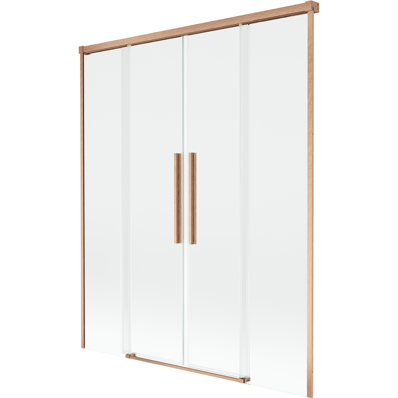 Mexen Rox parawan nawannowy 2-skrzydłowy rozsuwany 150 x 150 cm, transparent, miedź szczotkowana - 8C9-150-002-65-00